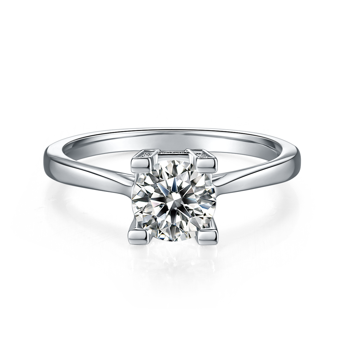 Straight arm V set HWLetter letter S925 silver plated platinum Moissanite women's ring 1 carat D-grade